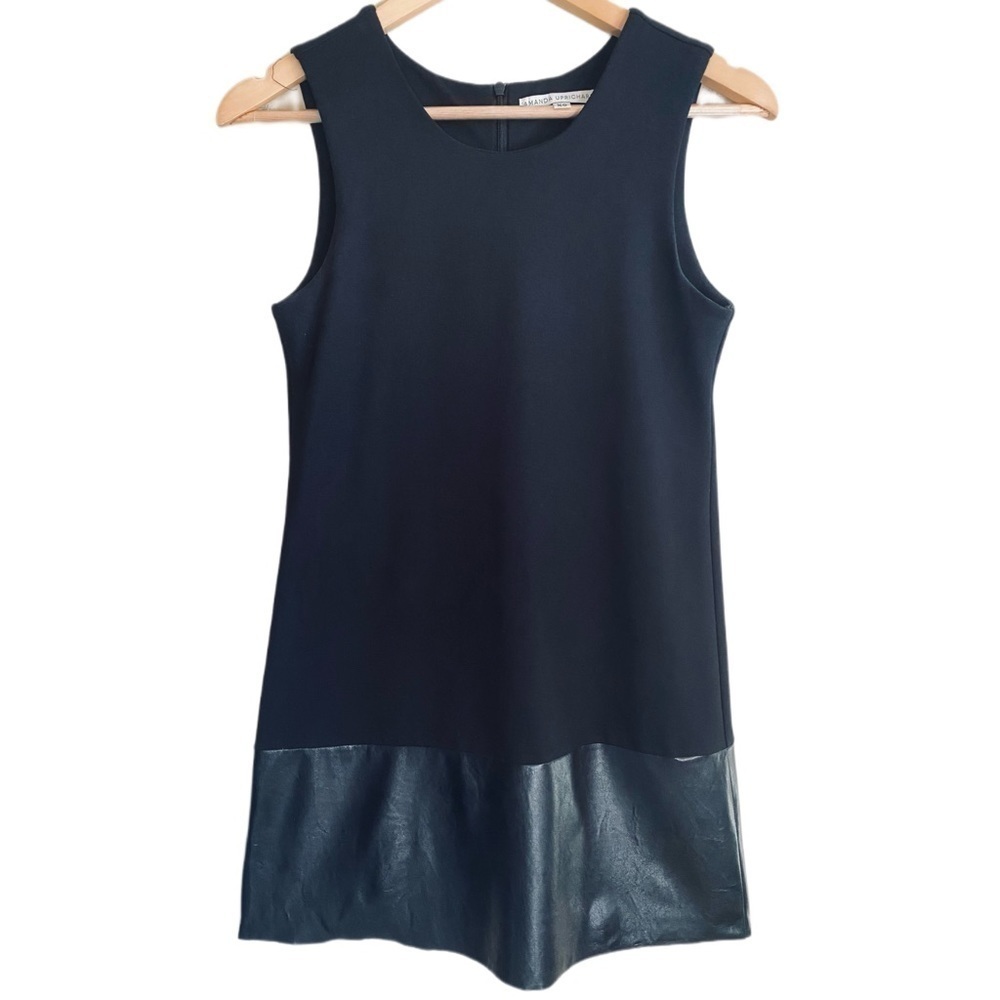 AMANDA UPRICHARD Sleeveless Wide Vegan Leather Hemline A-Line Mini Dress Size XS